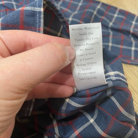 Frank & Eileen Eileen Button Down Navy‎ Blue Plaid Stripe XS - Picture 8 of 8